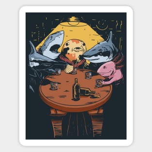 Sea Animals Drinking at a Bar // Seafood Bar // Funny Retro Illustration Sticker